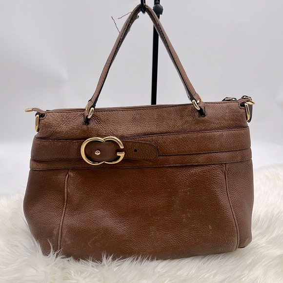 Gucci Brown Pebbled Leather Ride Satchel - Picture 1 of 17